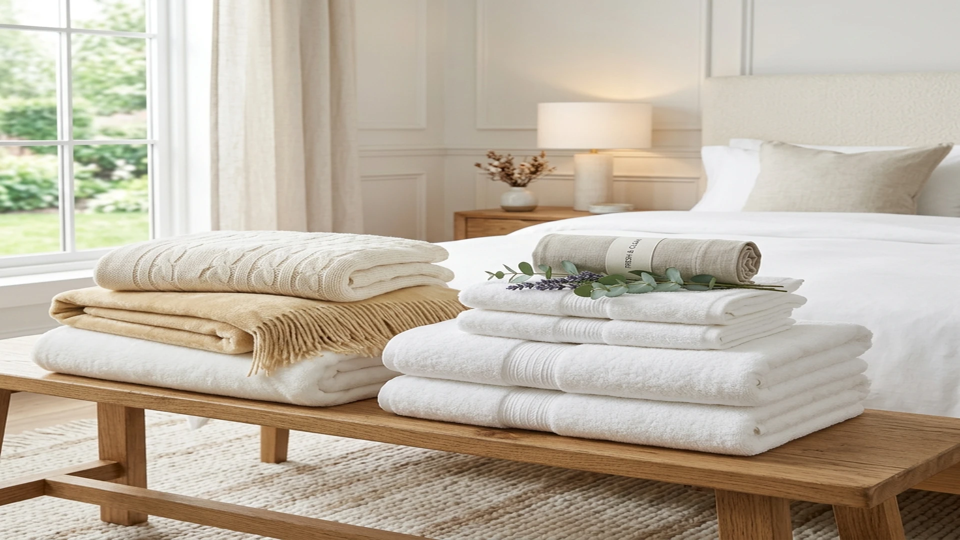 Clean fresh towels blankets and bath laundry Abu Dhabi