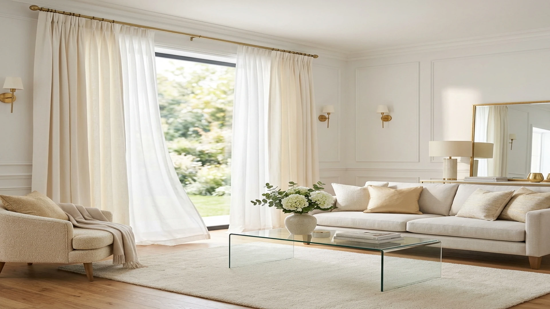 Fresh clean living room curtain cleaning in Abu Dhabi