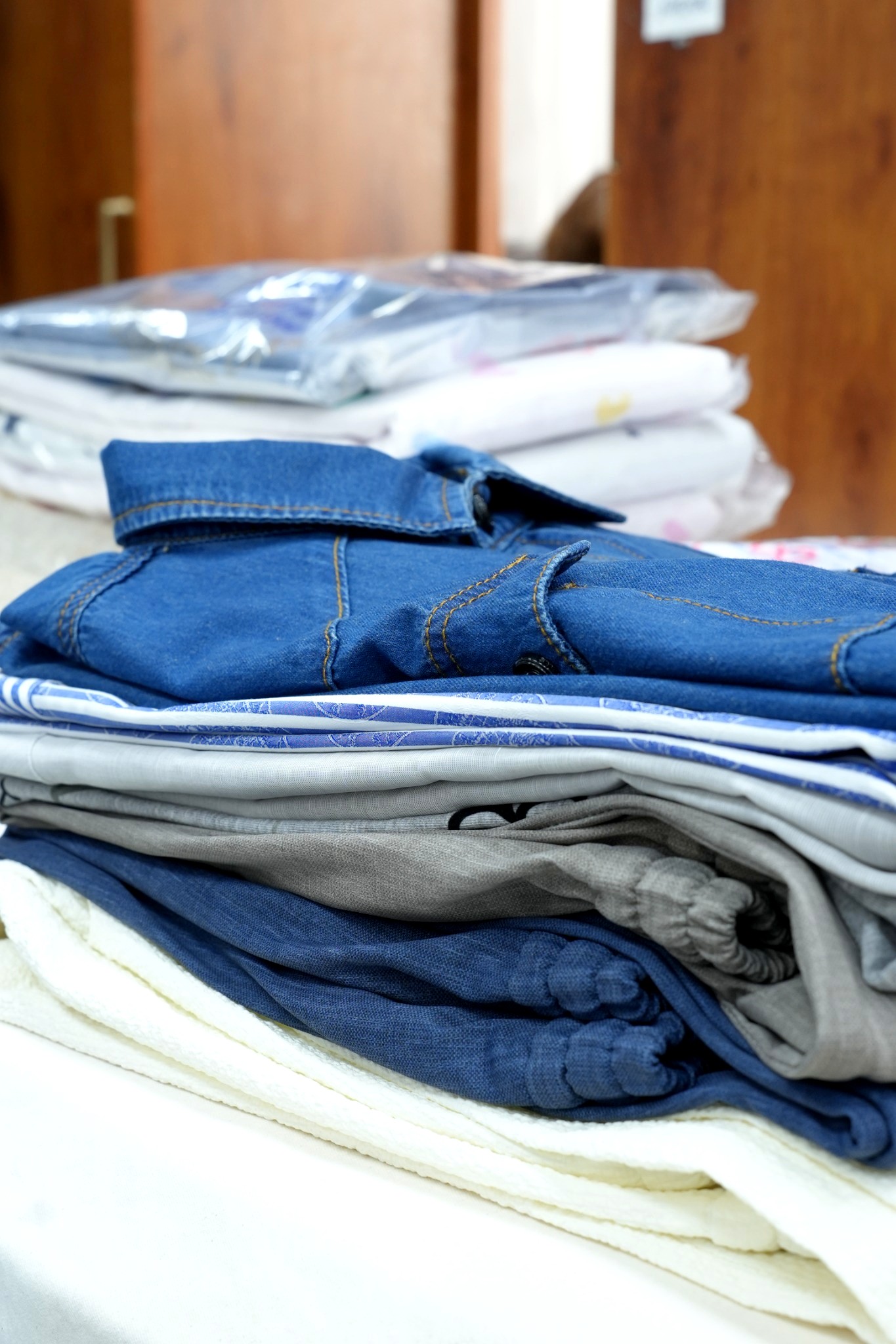 Folded clothes wash and fold service at GPT Automatic Laundry
