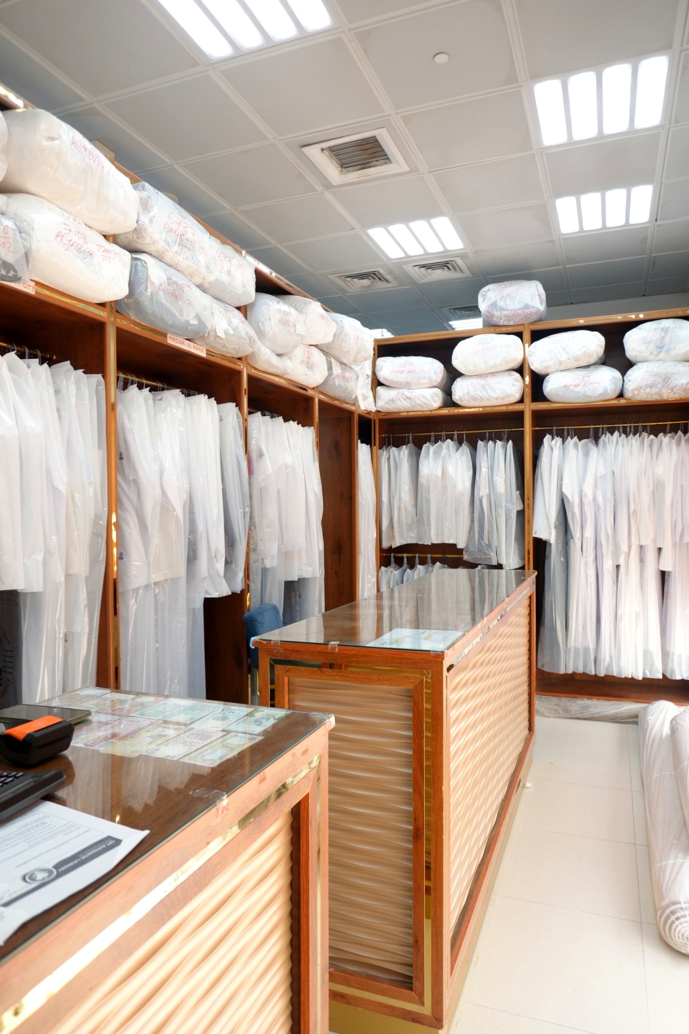 Packaged clothes rack at GPT Automatic Laundry