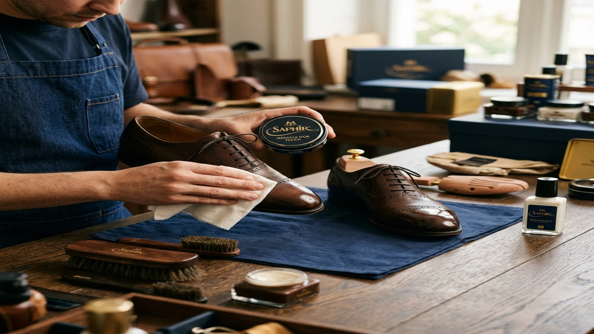 Professional leather shoe polishing and shoe care Abu Dhabi