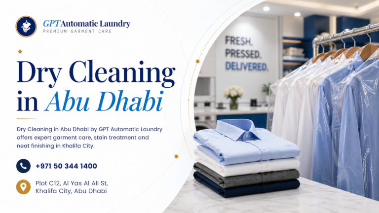 Dry Cleaning in Abu Dhabi by GPT Automatic Laundry offers expert garment care, stain treatment and neat finishing in Khalifa City.