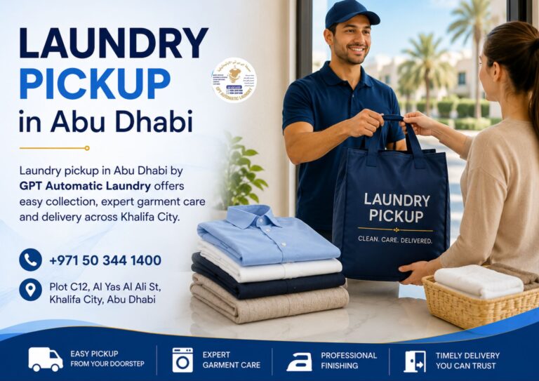 Laundry pickup in Abu Dhabi by GPT Automatic Laundry offers easy collection, expert garment care and delivery across Khalifa City.